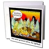 Londons Times Funny Bugs and Slugs Cartoons - Moth Gatherings Before The Lightbulb - Greeting Cards-12 Greeting Cards with envelopes