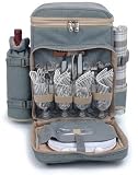 The Posh Camper Insulated Backpack for 4 - Grey Check - Picnic & Beyond