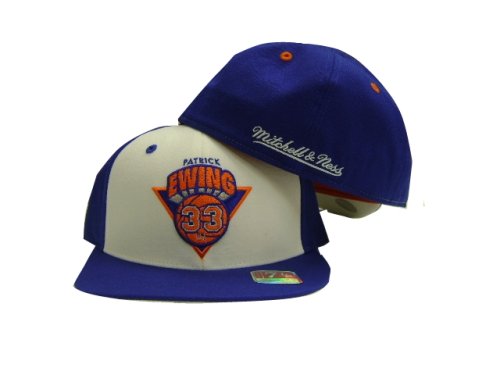 New York Knicks White And Blue Patrick Ewing Mitchell and Ness Throwback Hat / Cap