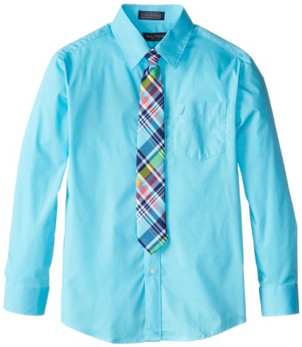 Nautica Dress Up Boys 8-20 Packaged Shirt Sets with Tie, Orchid Aqua, 14