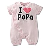 （ワボーズ） Waboatsベビー夏のシンプルスタイルパパとママ愛してるプリント6-12月半袖ロンパース カバーオール ベビーロンパース カバーオール ピンクパパ 90