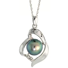 14k White Gold 18 Chain and 13 16 (21mm) tall Pendant, w  Round Brilliant... by Sabrina Silver