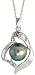 14k White Gold 18 Chain & 13/16 (21mm) tall Pendant, w/ Round Brilliant Diamonds & 8.0mm Black Pearl