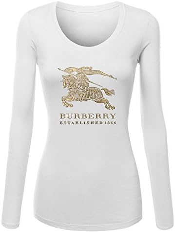 Printed Golden Burberry Logo Women's Long Sleeve T-Shirt