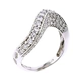Image of CZ Diamond Sterling Silver Modern Wave Ring