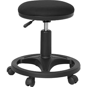 Black Ergonomic Stool with Foot Ring [WL-905DG-GG] 