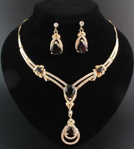 Tqmarket Hot Fashion Bridal Zircon Artificial Zircon Wedding Necklace Earrings Wedding Jewelry Set