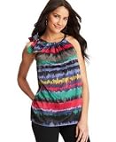 DKNY Jeans Printed Charmeuse Tie-Shoulder Top