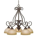 Golden Lighting 1567-D5 PC Riverton Five Light Nook Chandelier, Peppercorn Finish