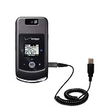 Coiled Power Hot Sync and Charge USB Data Cable w/ Tip Exchange for the Motorola W755 - Gomadic Brand