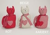 Produkt-Bild: T&Uuml;RSTOPPER LANDHAUS KATZE MIT HERZ BAUMWOLLE BEIGE