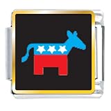 Democrat Donkey On Black Flag Italian Charms Bracelet Link