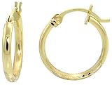 10k Gold Hoop Earrings w/ Snap-on Lock, 11/16 in. (18mm) diameter