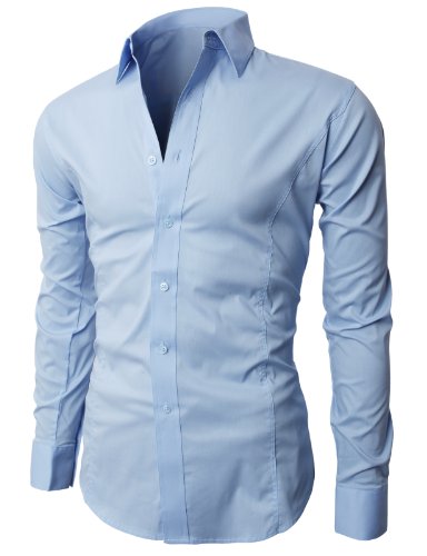 H2H Men's Wrinkle Free Slim Fit Dress Shirts
