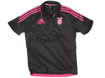 Adidas 2011/12 Stade Francais Polo Shirt Solid Grey/Pink - size 38/40 Adidas 2011/12 Stade Francais Polo Shirt Solid Grey/Pink - size 38/40