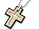 418LVcIwGxL. SL160  Chisel Stainless Steel Black and Gold Plated Moveable Cross Necklace   22 inches