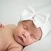 Melondipity Newborn Hospital Hat White - 2 Ply Hospital Fabric - Infant Baby Hat Cap with Big Cute Bow Beanie