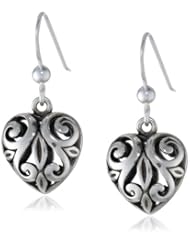 Sterling Silver Open Filigree Heart Dangle Earrings