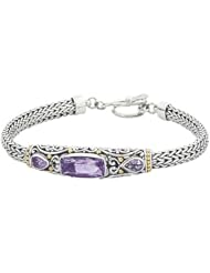 Greg Anthony Bali 18K & Silver Amethyst Adj. to 8 in. Bracelet
