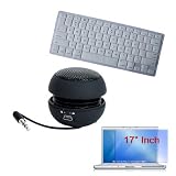 Clear Soft Keyboard Silicone Cover + Clear Screen Protector + Black Mini Hamburger Speaker for Apple Macbook 17 inch Laptop