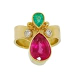 Hot Pink Rubellite and Paraiba Tourmaline in 18k, 22K & Platinum V Ring