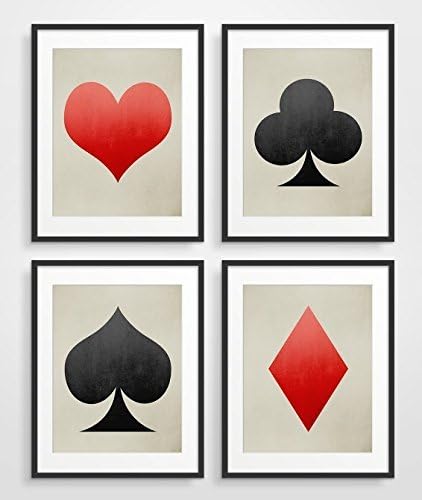 4 Playing Cards Artwork Décor, Art Print, Wall Art Decor for Living Room, Bedroom Décor