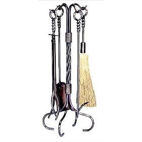 UniFlame 5 Piece Antique Copper Fireset W  Ring Swirl Handles by Uniflame