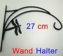 Wandhalter Metall für Blumenampeln 27 cm, Wand Blumen Windspiel Halter, schwarz (LHS)