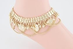 Gold Anklet with Bells, Swags and Coins