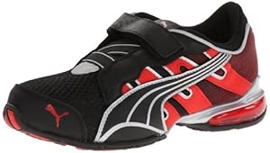 PUMA Voltaic 3 V Kids Running Shoe (Toddler/Little Kid/Big Kid),Black/High Risk Red/Puma Silver,1 M US Little Kid