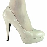 High Heels Pumps Plateau im Italy - Design 13 cm Lack beige