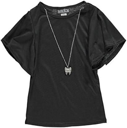 George A Ltd Big Girls' "Dynastic Bow" Top with Necklace - black, 14