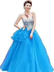 Strapless Fitted Tulle   Ball Gown Quinceanera Dress 