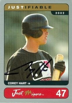 Corey Hart Autographed/Hand Signed MLB Baseball Card (Milwaukee Brewers) 2002 Just Minors #47