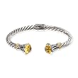 925 Silver & Citrine Twisted Cuff Bracelet with 14k Gold Accents