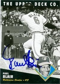 Paul Blair Autographed/Hand Signed 1994 BAT Upper Deck baseball card Baltimore Orioles