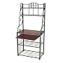 Royce Lighting RF89BK Bakers Rack with Burnt Sienna Wood, Black Metal