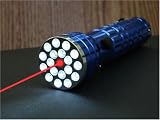 MULTI-FUNCTION 18 LED ULTRA BRIGHT TORCH FLASHLIGHT with LASER POINTER - Blue