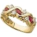 14Kt Yellow Gold Twisted Genuine Ruby and Diamond Fashion Ring