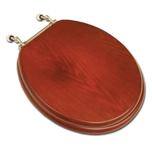 Decorative Round Front Toilet Seat with Brushed Nickel Hinges Finish: American Cherry