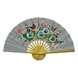 Hand-painted Purple Folding Decorative Wall Fan - Bird & Flower Design