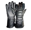 MENS LEATHER WINTER GAUNTLET GLOVE W/ RAIN COVER - Leatherbull(Free U.S. Shipping)
