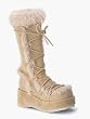 2 3/4 Inch Platform Knee Boots Camel Suede Fleece Cuff