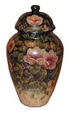Floral temple jar with cover - hand painted