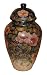Floral temple jar with cover - hand painted