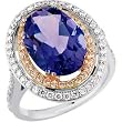 14K Rose and White Gold Amethyst and Diamond Ring
