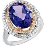 14K Rose and White Gold Amethyst and Diamond Ring