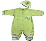 Embroidered pawprints bears footie with matching cap, 100% pima cotton, softest cotton in the world