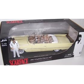 Jada Toys 1/18 Scale Diecast Collectible Scarface 1963 Cadillac Series 62 with Tony Figure