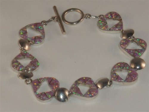Pink Opal Fashion Jewelry Bracelet - Sterling Silver - BR-0061